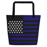 Thin Blue Line Flag - Beach Bag - Dark Blue