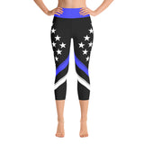 Thin Blue Line Flag Yoga Capri Leggings