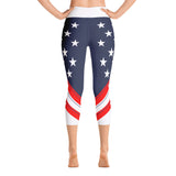 American Flag - White Top - Yoga Capri Leggings