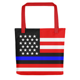 Blue Line Inspired American Flag - Tote Bag