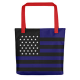 Thin Blue Line Flag - Tote Bag - Dark Blue