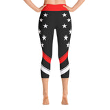 American Flag Stars And Stripes - Red Top - Yoga Capri Leggings