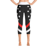 American Flag Stars And Stripes - White Top - Yoga Capri Leggings