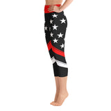 Thin Red Line Flag - Yoga Capri Leggings