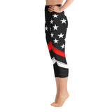 Thin Red Line Flag - Yoga Capri Leggings