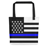 Thin Blue Line Flag Tote Bag