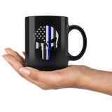 Thin Blue Line Skull Mug