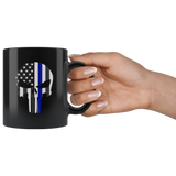 Thin Blue Line Skull Mug