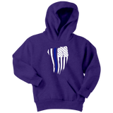 Youth Thin Blue Line American Flag Hoodie - Kids