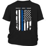 "Protect Serve Honor" - Thin Blue Line Kids Shirt