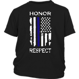 Honor Respect - Thin Blue Line - Kids Shirt