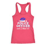 Women's I Kissed A Police Officer - Racerback Tank Top - Blue lips