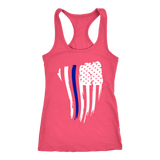 Women's Curved Thin Blue Line Flag - Racerback Tank Top