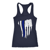 Women's Curved Thin Blue Line Flag - Racerback Tank Top