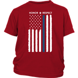Youth Thin Blue Line Flag Honor Respect Shirt - Kids
