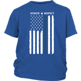 Youth Thin Blue Line Flag Honor Respect Shirt - Kids