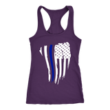Women's Curved Thin Blue Line Flag - Racerback Tank Top