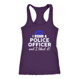 Women's I Kissed A Police Officer - Racerback Tank Top - Blue lips