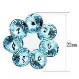 Thin Blue Line Flower Top Grade Crystal Stud Earrings