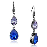Thin Blue Line Rosette Drop Stainless Steel Earrings