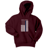 Youth Thin Blue Line Flag Honor Respect Hoodie - Kids