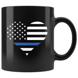 Thin Blue Line Heart Mug