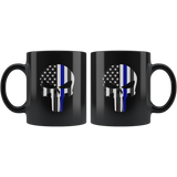 Thin Blue Line Skull Mug