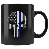 Thin Blue Line Skull Mug