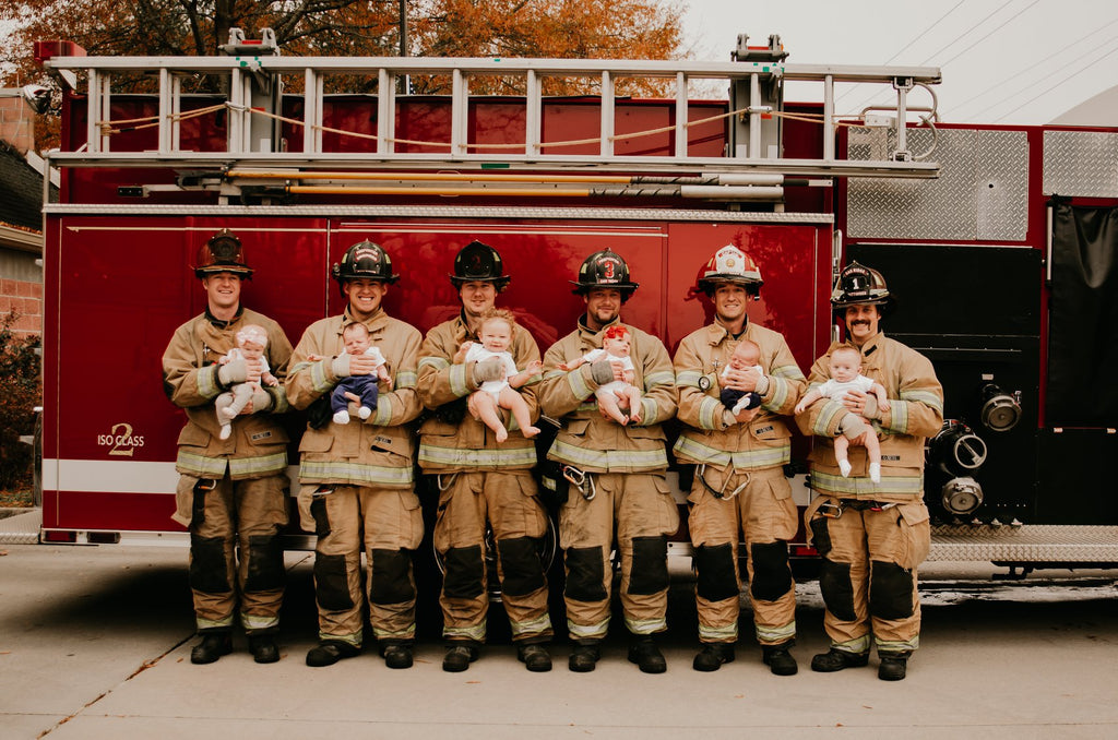 'Baby boom' Photo of 6 Firefighters with newborns goes viral
