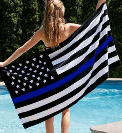 Thin Blue Line Beach Towels - for Police and Law Enforcement supporters