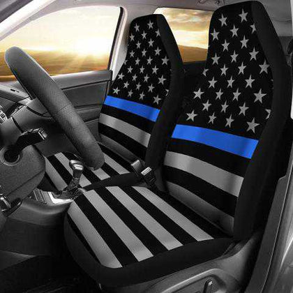 Thin Blue Line Car Seat Covers - for Police and Law Enforcement Supporters