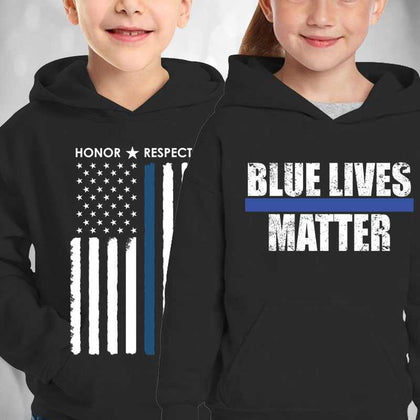 Thin Blue Line Kids Hoodies - for Police and Law Enforcement supporters