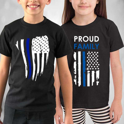 Thin Blue Line Kids Shirts - for Police and Law Enforcement supporters