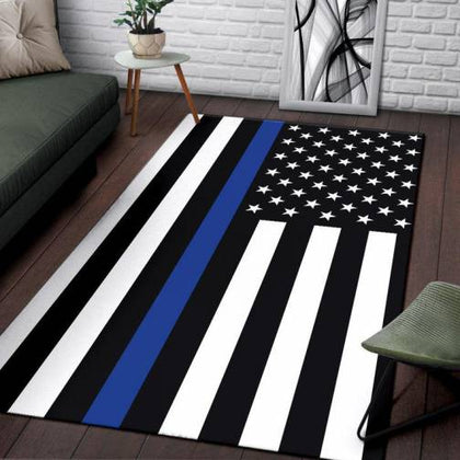Thin Blue Line Area Rugs and Carpets - for Police and Law Enforcement supporters