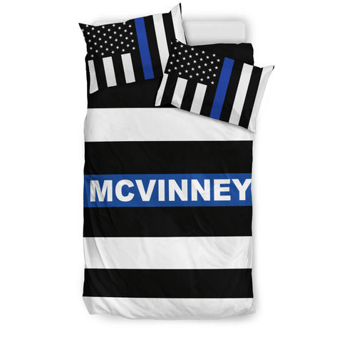 Personalized Bedding Set - Blue Line Flag - KM1