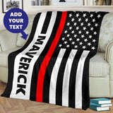 Personalized Thin Red Line Blanket