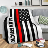 Personalized Thin Red Line Blanket