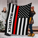 Personalized Thin Red Line Blanket