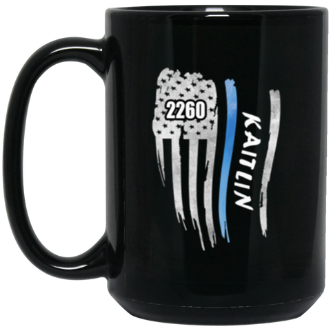 Personalized Mugs - Thin Blue Line Flag - 15OZ - KC1