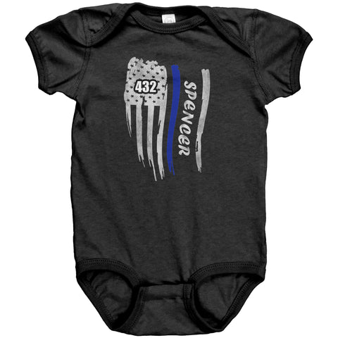 Personalized Thin Blue Line Flag Onesie - GS1