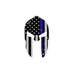 Spartan Helmet - Thin Blue Line American flag - Sticker - GL1