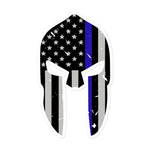 Spartan Helmet - Thin Blue Line American flag - Sticker - GL1