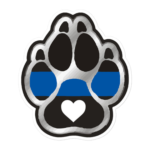 K9 Paw with Heart - Thin Blue Line Sticker - MD1