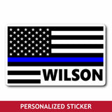 Personalized Sticker - Thin Blue Line Flag
