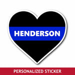 Personalized Sticker - Blue Line Heart