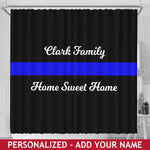Personalized Shower Curtain - Blue Line