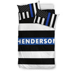 Personalized Bedding Set - Blue Line Flag