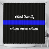 Personalized Shower Curtain - Blue Line