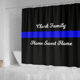 Personalized Shower Curtain - Blue Line