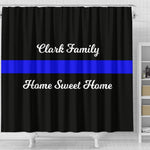 Personalized Shower Curtain - Blue Line